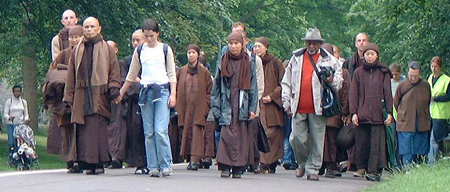 Thây leading Peace Walk in Edinburgh 2003